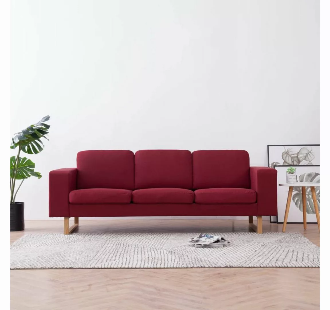 vidaXL Sofa, 3-Sitzer-Sofa Stoff Weinrot günstig online kaufen