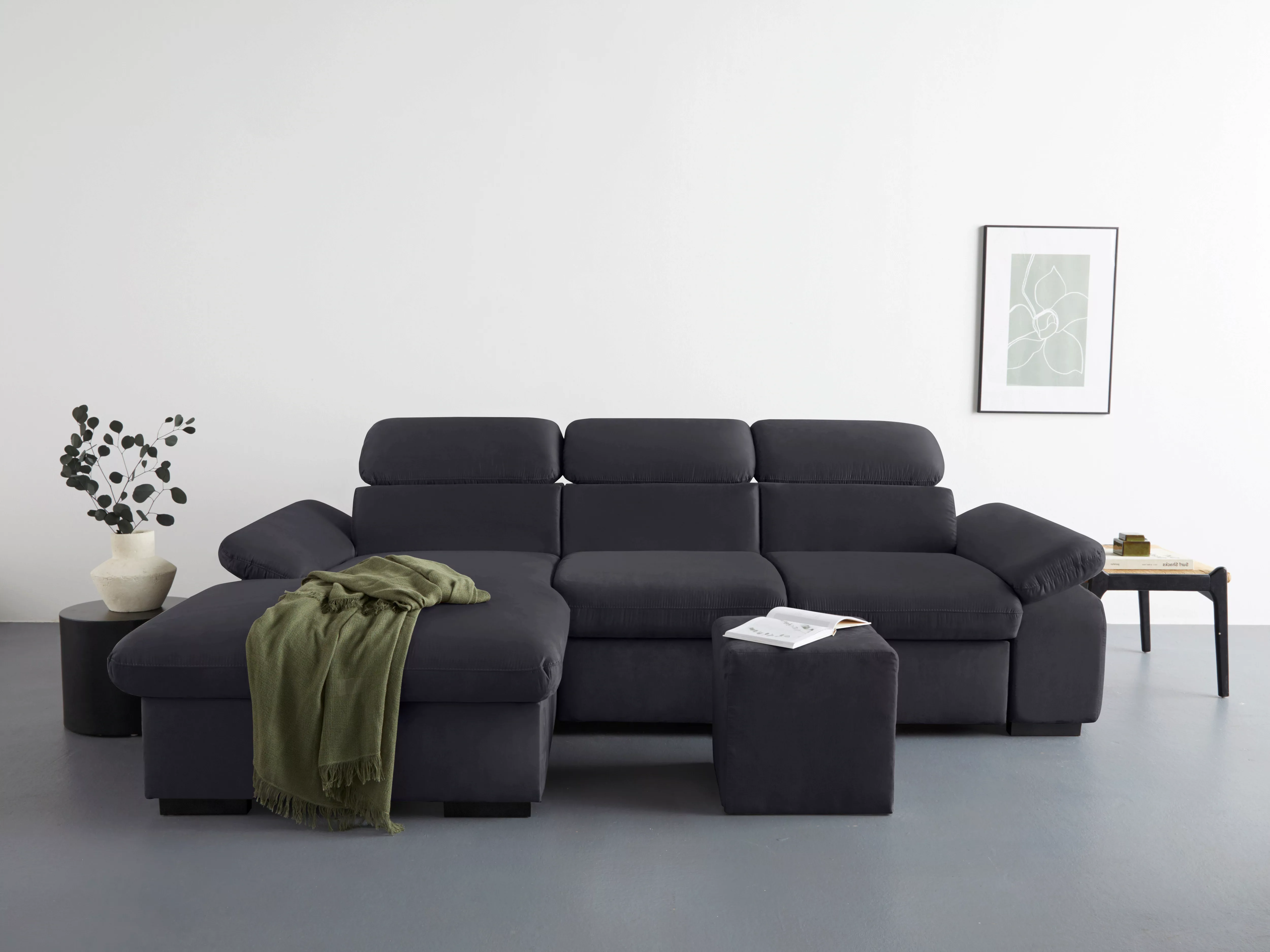 COTTA Ecksofa "Lola L-Form", (Set, mit Hocker), mit Hocker & Kopfteilfunkti günstig online kaufen