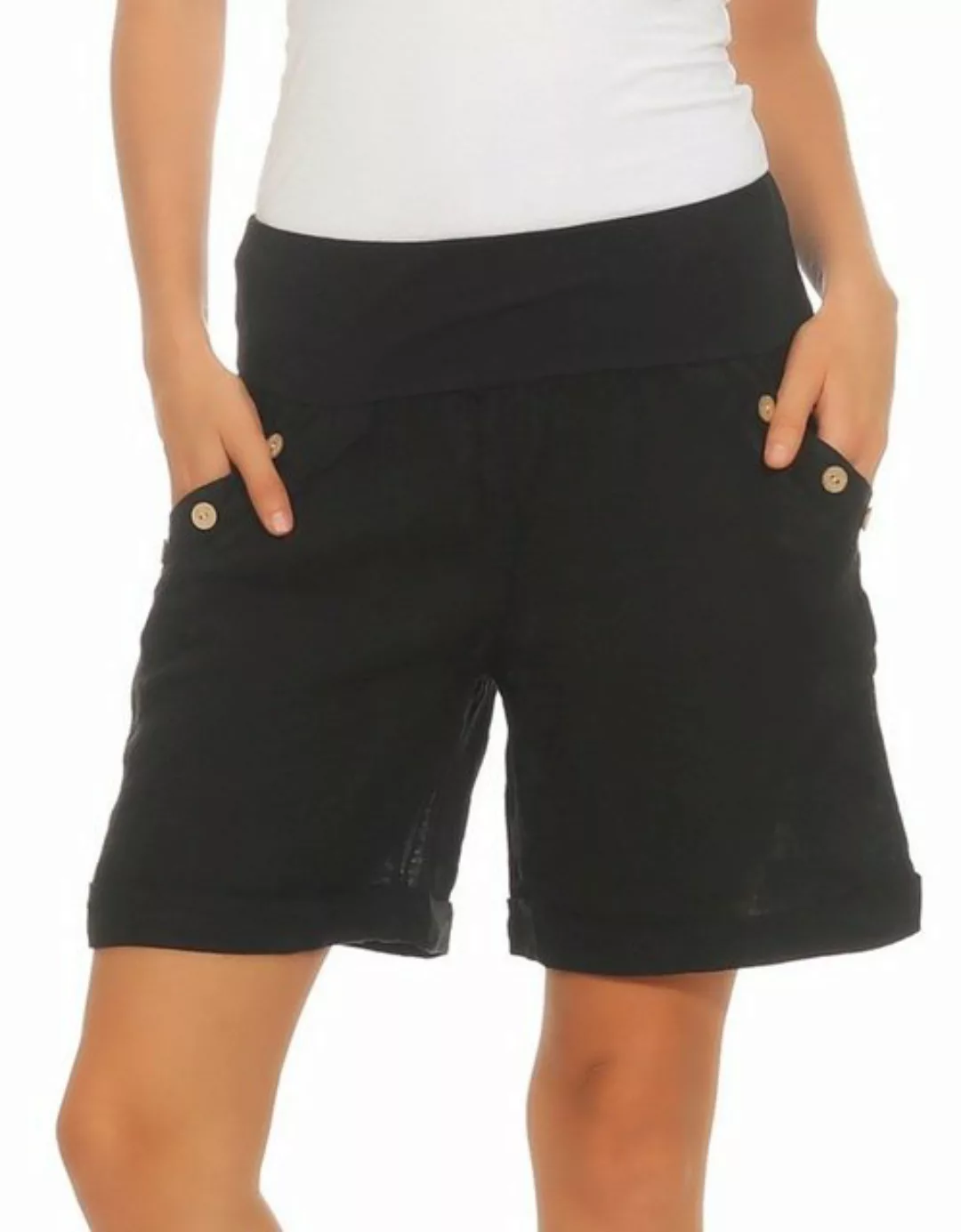 Mississhop Leinenhose Damen Shorts Leinenshorts Bermuda 100 % Leinen kurze günstig online kaufen