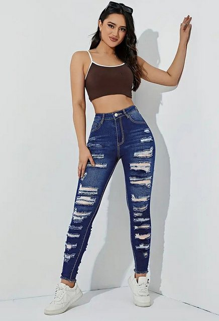 CHENIN Slouchy Jeans Denim-bleistifthose mit rohen kanten, stretch-bleistif günstig online kaufen