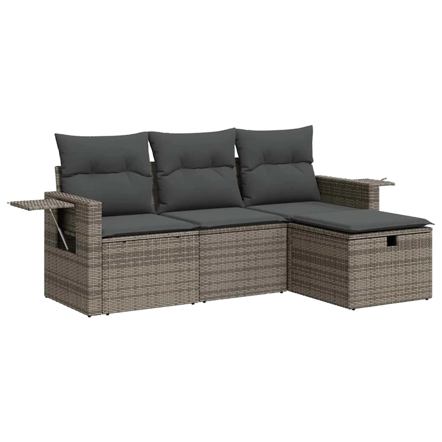 vidaXL 4-Tlg Garten-Sofagarnitur mit Kissen Grau Poly Rattan 3325456 günstig online kaufen
