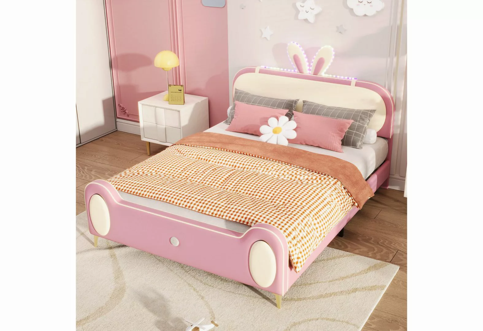 REDOM Kinderbett Doppelbett Funktionsbett Polsterbett (Kaninchen Kopfteil, günstig online kaufen