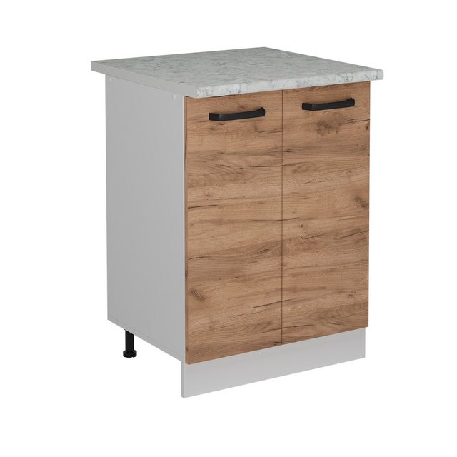 Vicco Unterschrank R-Line, Goldkraft Eiche/Weiß, 60 cm AP Marmor günstig online kaufen