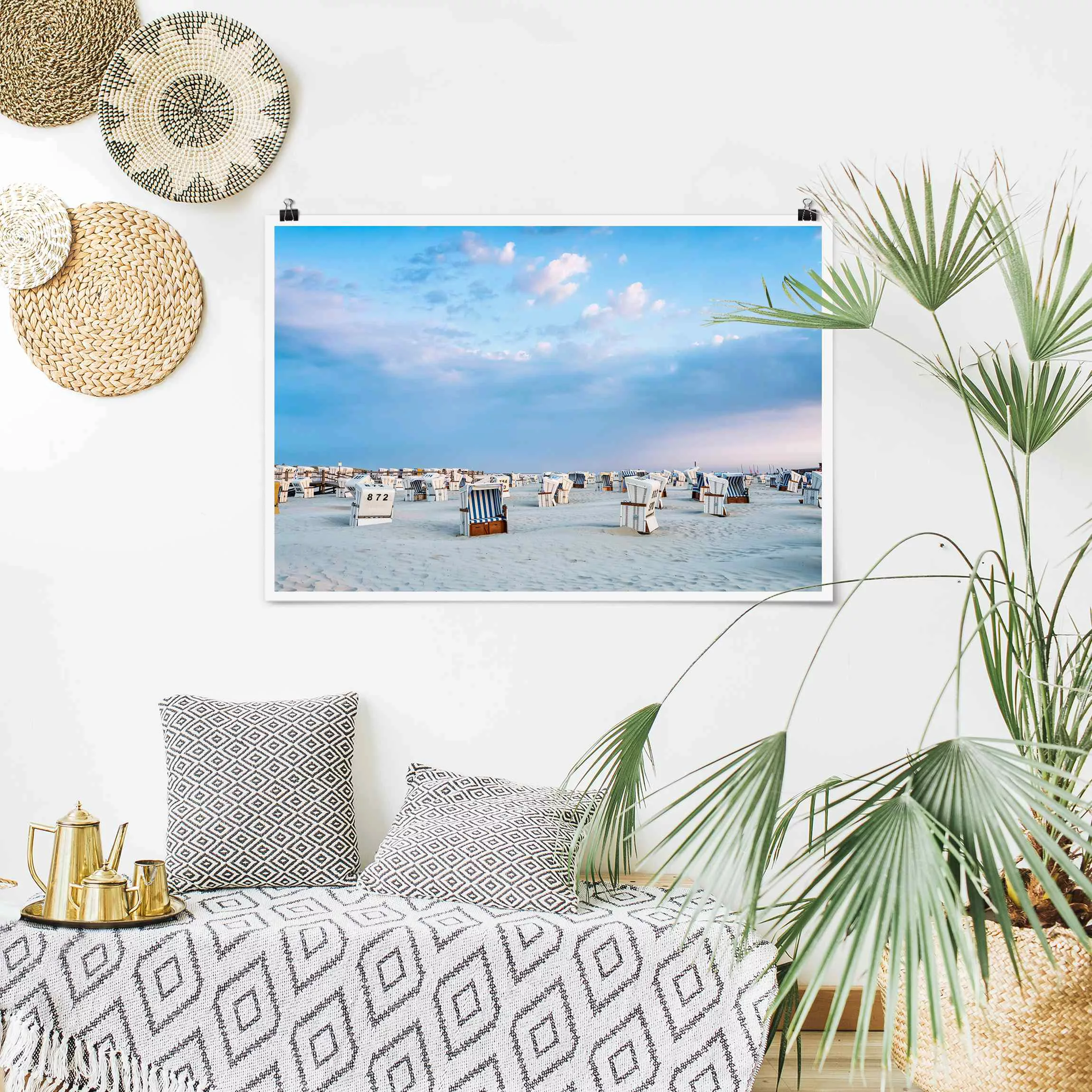 Poster Strandkörbe an der Nordsee günstig online kaufen