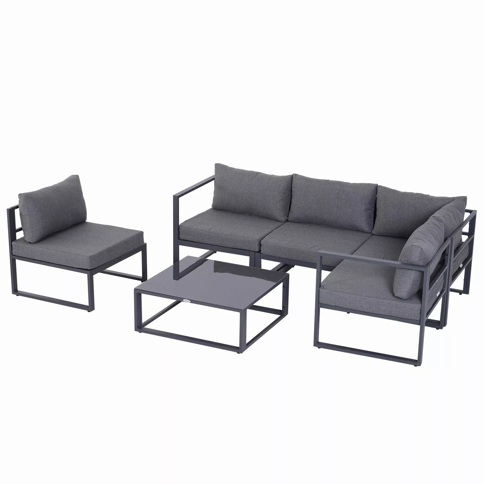 Outsunny Garten Sofa Set Aluminium Polyester Hartglas Grau B69 x T65 x H63 günstig online kaufen