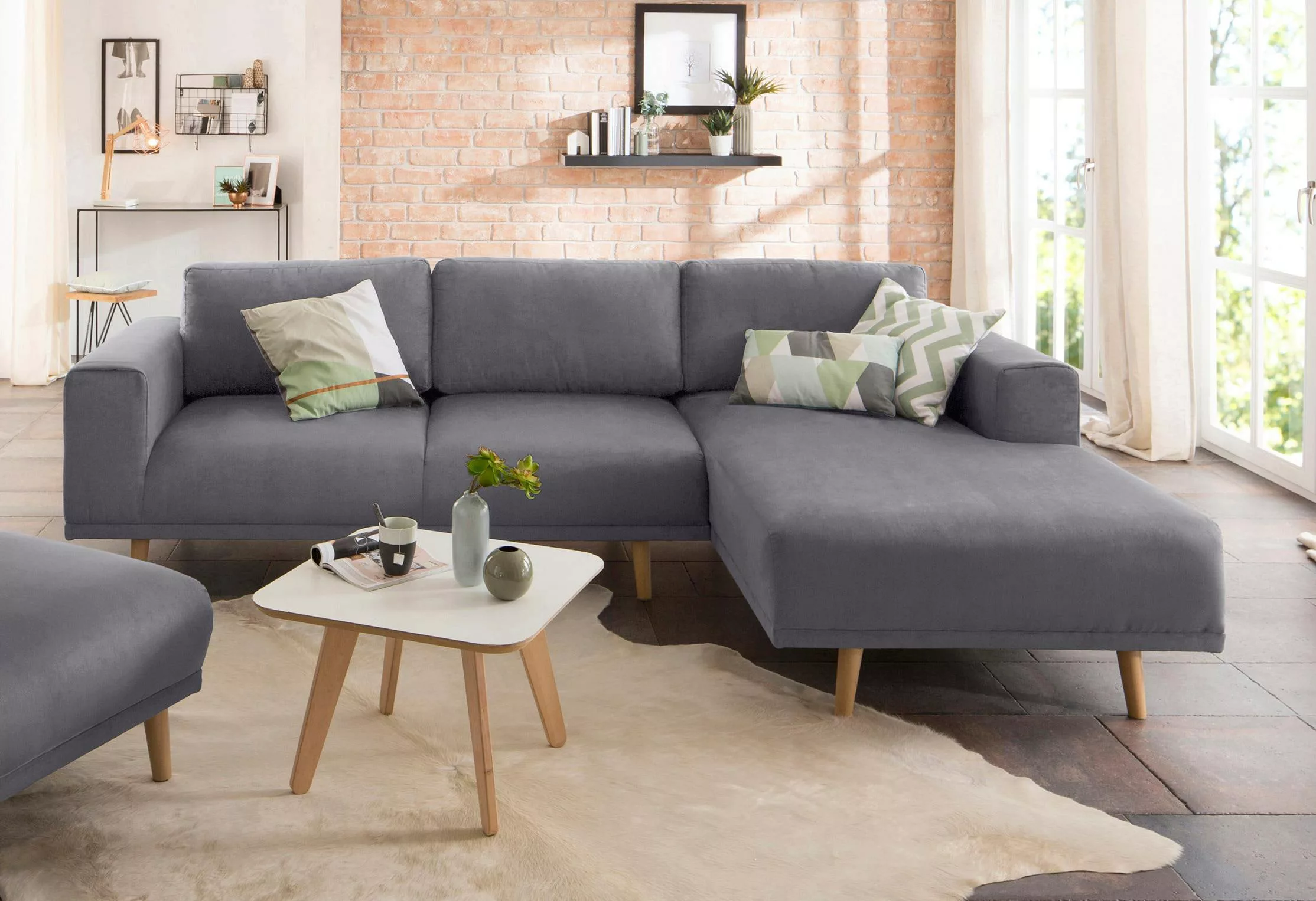 Home affaire Ecksofa "Lasse", im scandinavischen Stil mit Holzfüßen günstig online kaufen