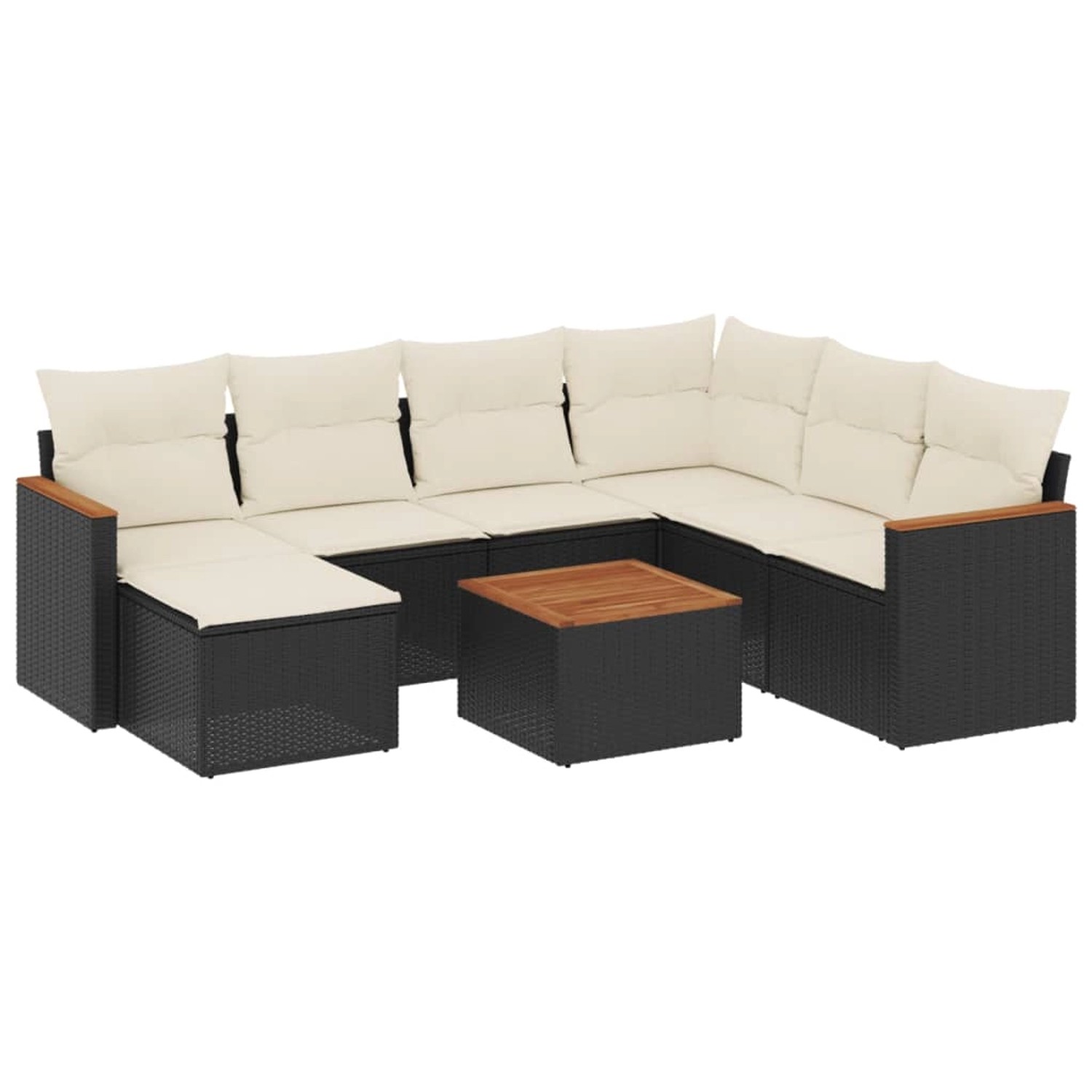 vidaXL 8-Tlg Garten-Sofagarnitur mit Kissen Schwarz Poly Rattan 3258612 günstig online kaufen