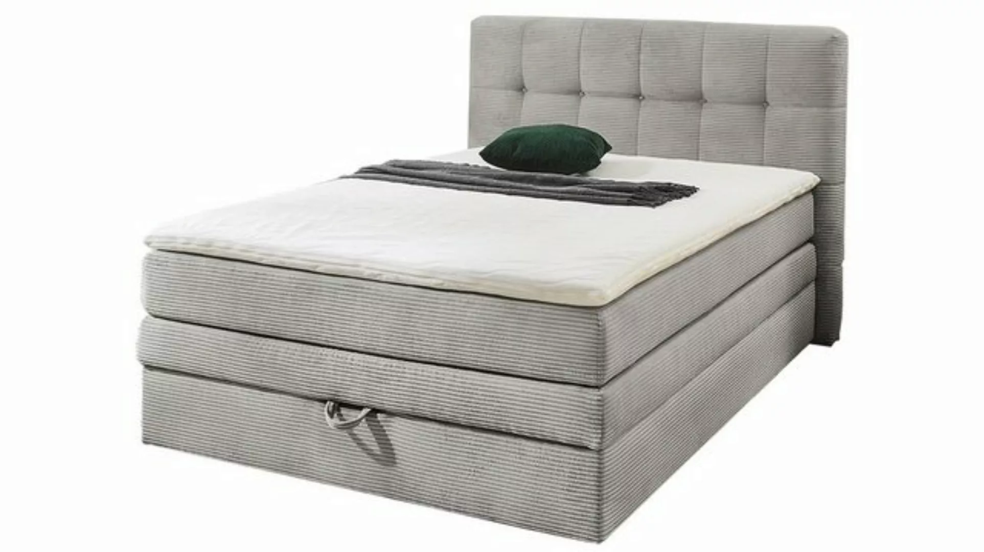 Massivart® Boxspringbett AMY 140 x 200 cm / Cordbezug / hellgrau, Bettkaste günstig online kaufen