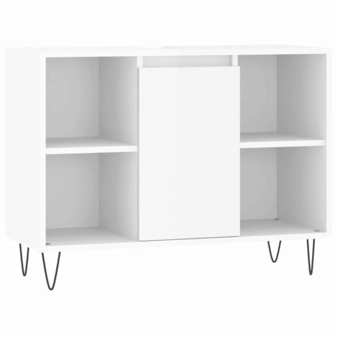 vidaXL Waschbeckenunterschrank Badschrank Hochglanz-Weiß 80x33x60 cm Holzwe günstig online kaufen