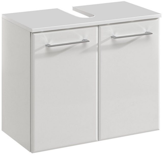 möbelando Waschbeckenunterschrank in Weiß Hochglanz mit 2 Türen (BxHxT: 60x günstig online kaufen
