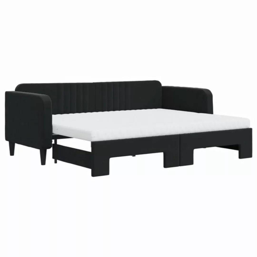 vidaXL Gästebett Gästebett Tagesbett Ausziehbar mit Matratzen Schwarz 80x20 günstig online kaufen