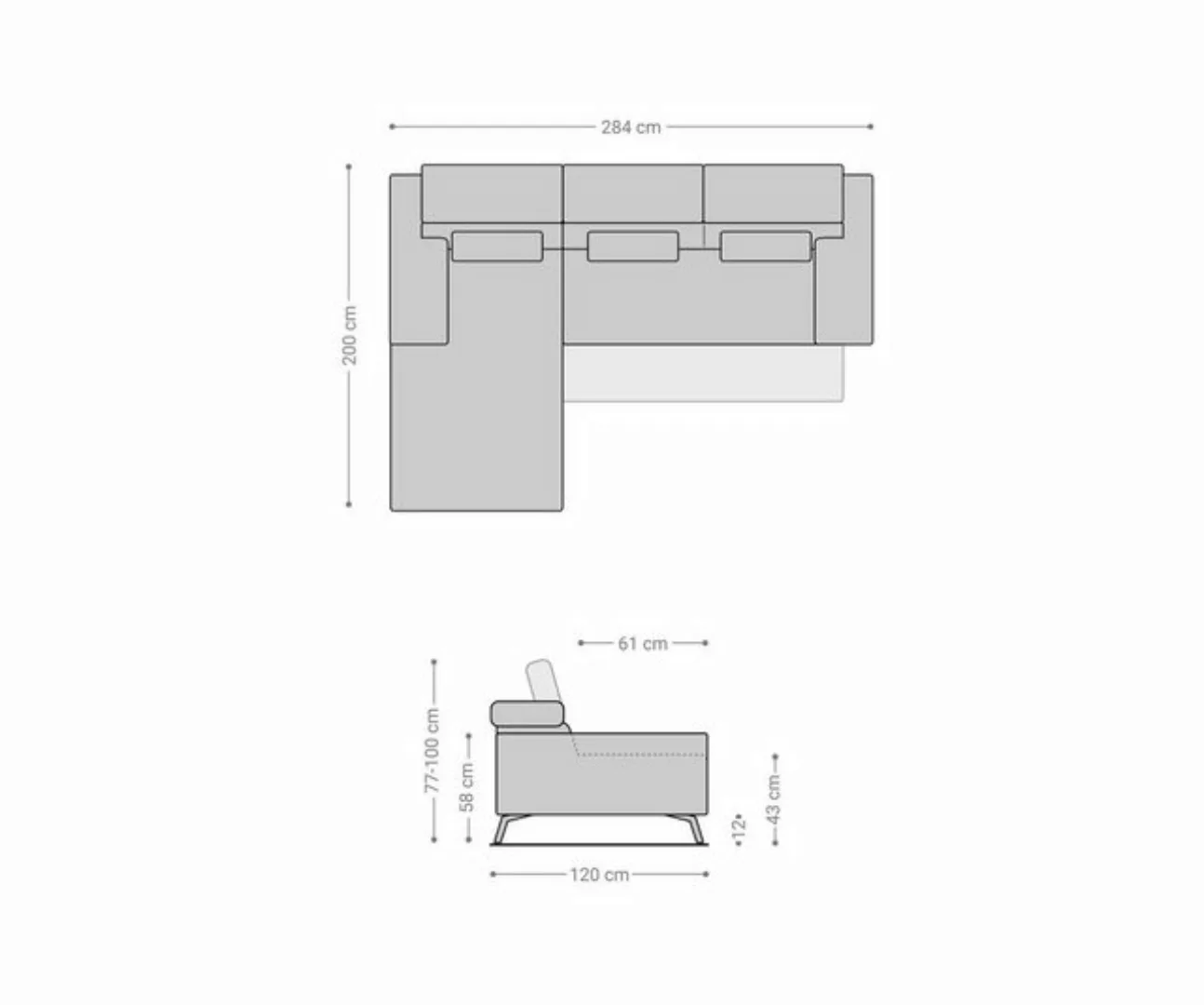 DELIFE Ecksofa Ordino, Cord Silbergrau 285x200 Ottomane links Relaxfunktion günstig online kaufen