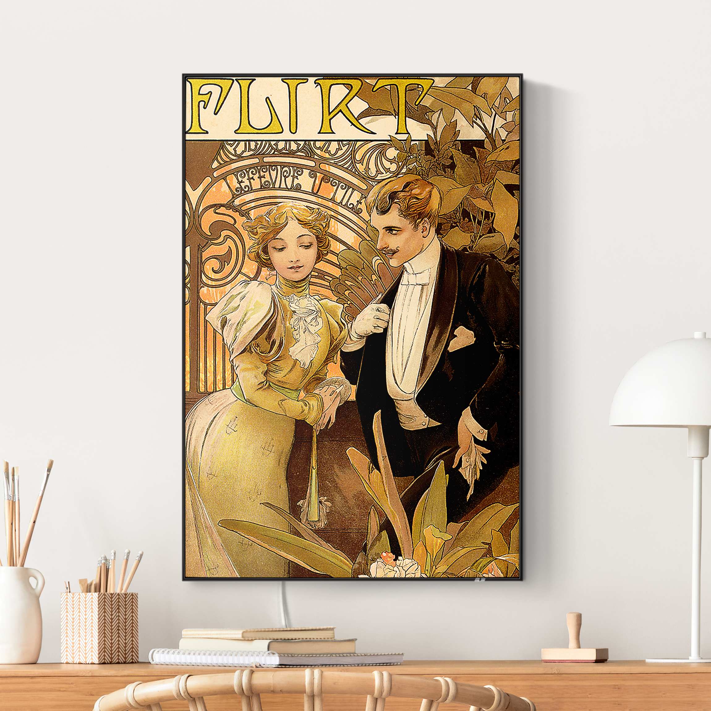 LED-Wechselbild Alfons Mucha - Werbeplakat für Flirt Biscuits günstig online kaufen