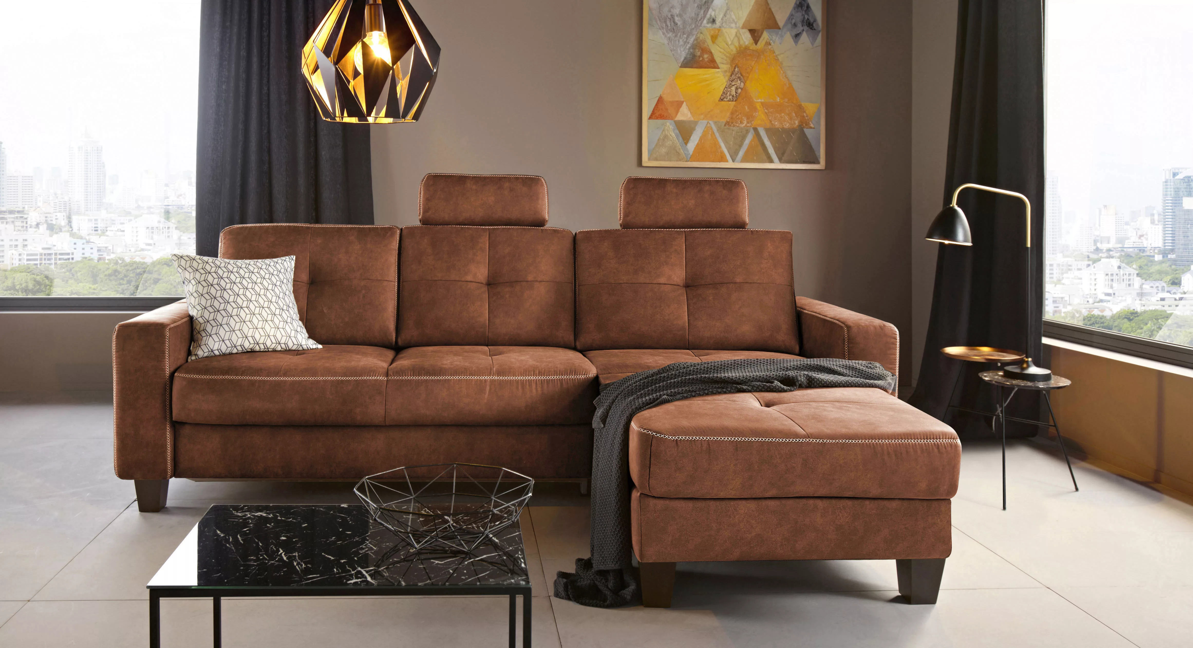 Places of Style Ecksofa "Varese", wahlweise mit Bettfunktion und Vorziehfun günstig online kaufen