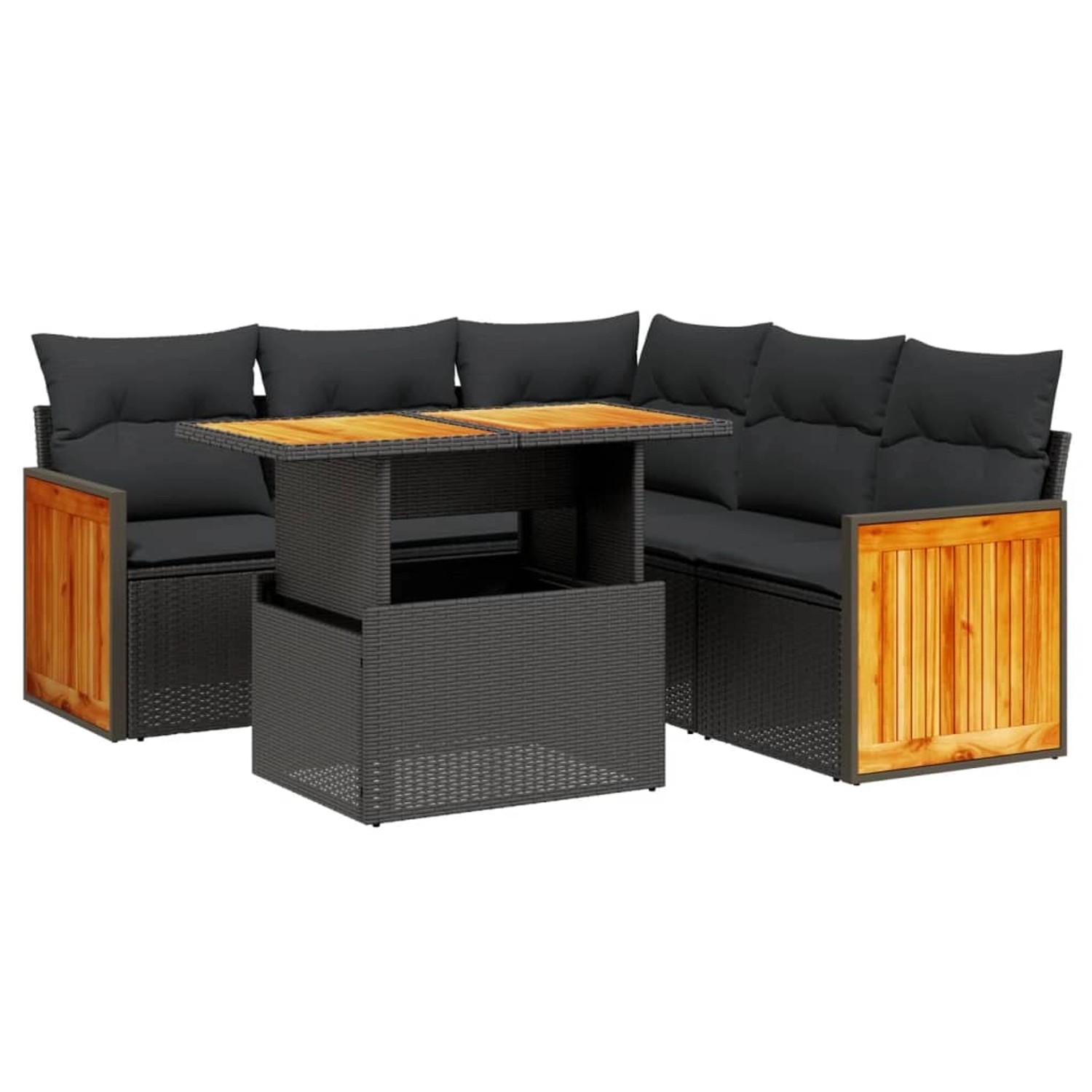 vidaXL 6-Tlg Garten-Sofagarnitur mit Kissen Schwarz Poly Rattan 3273953 günstig online kaufen