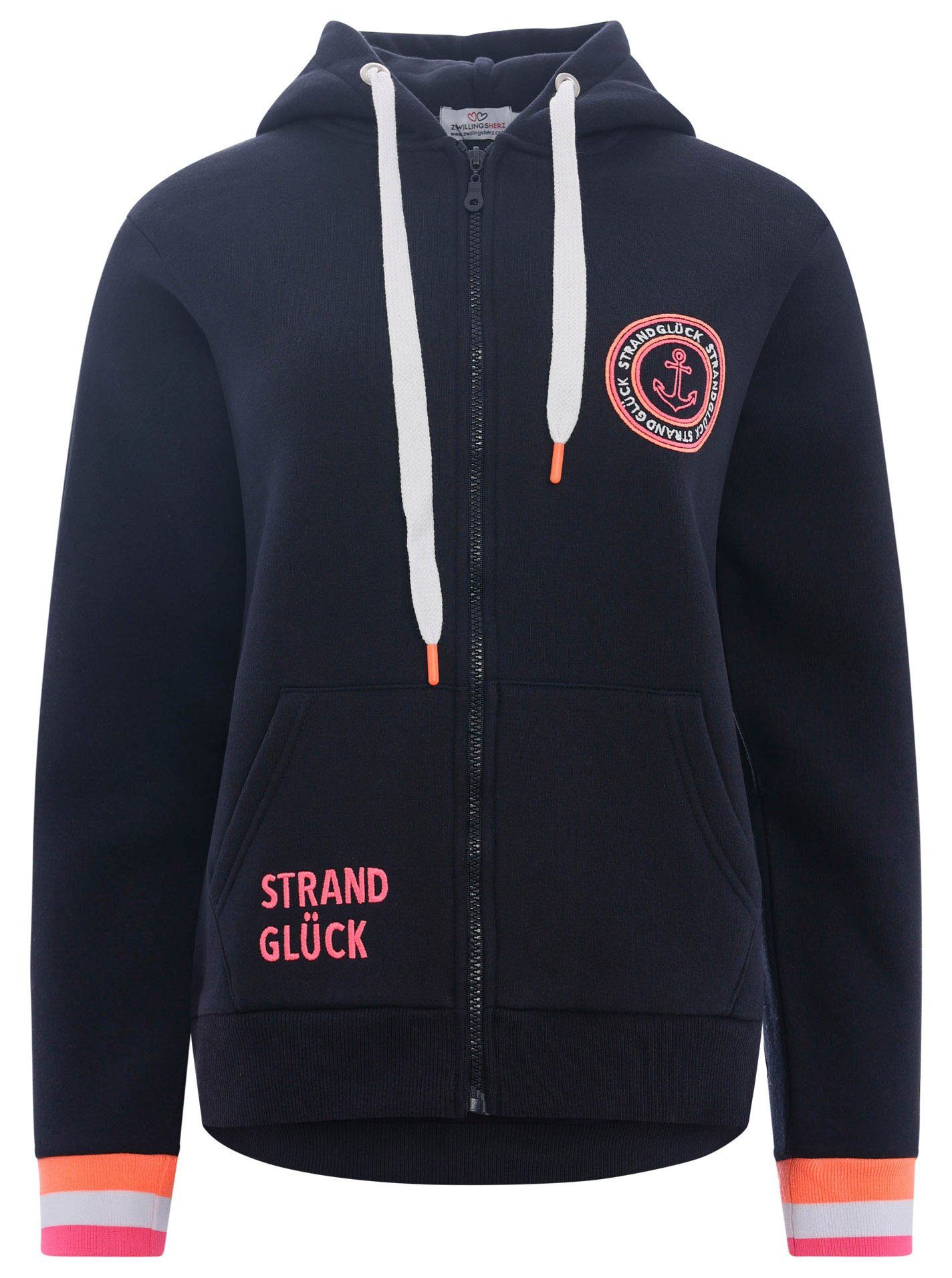 Zwillingsherz Kapuzensweatjacke, Regular-Fit, Kapuze, Langarm, Reißverschlu günstig online kaufen