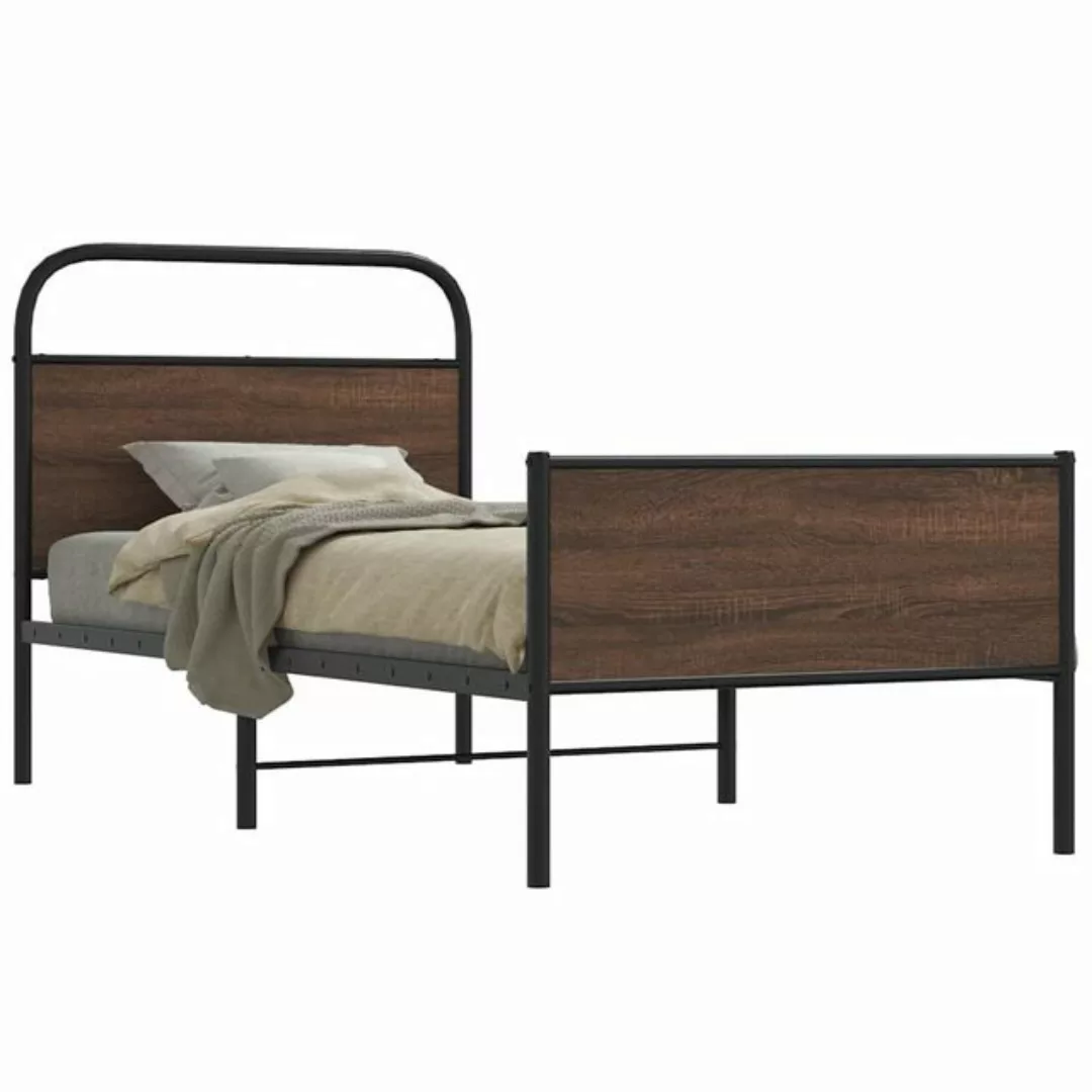 vidaXL Bett, Bettgestell ohne Matratze 107x203 cm Braun Eichen-Optik günstig online kaufen