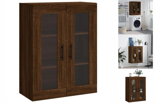 vidaXL Hängeschrank Wandschrank Braun Eichen-Optik 69,5x34x90 cm Glas Vitri günstig online kaufen