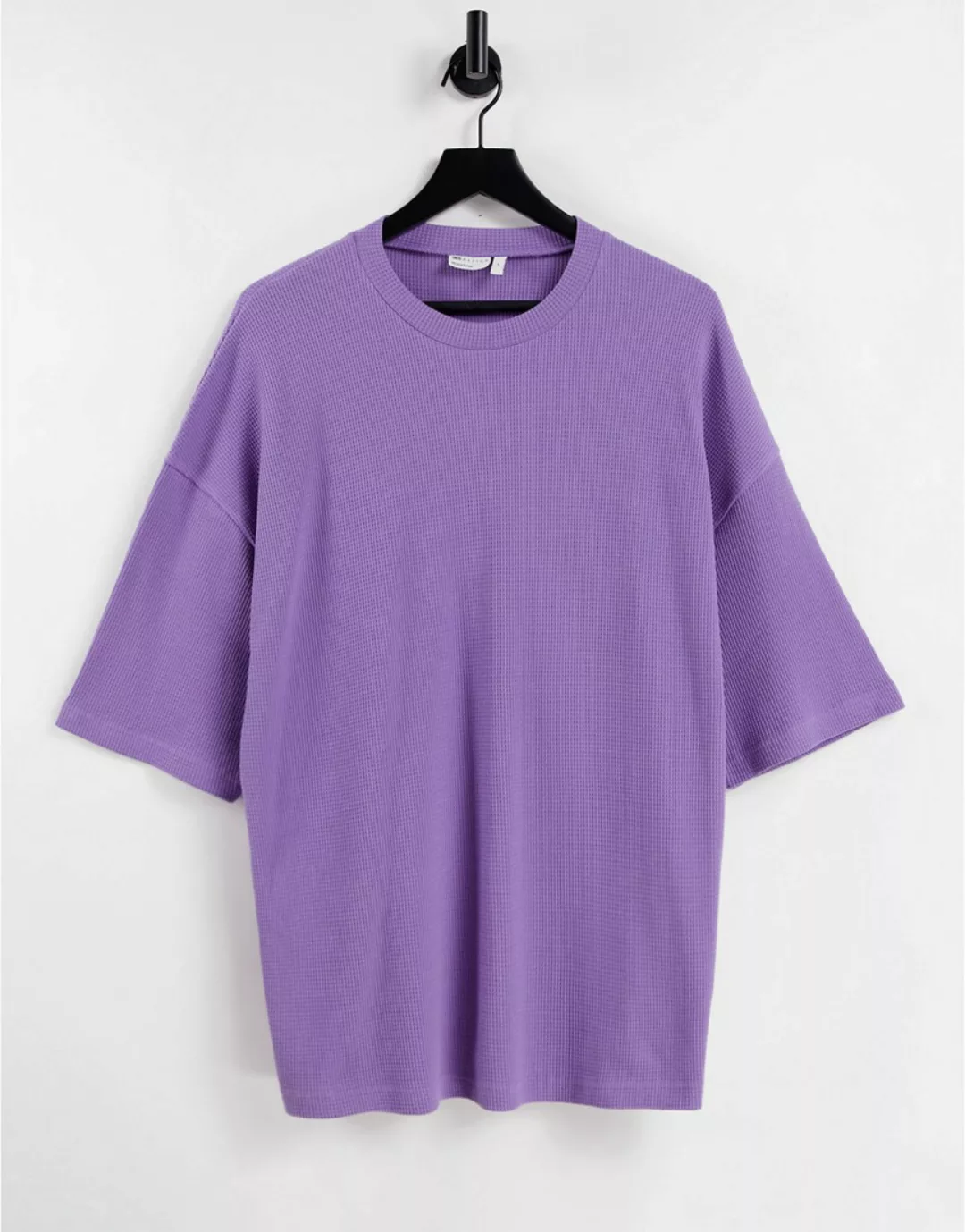 ASOS DESIGN – Oversize-T-Shirt mit Waffelstruktur in Lila-Violett günstig online kaufen