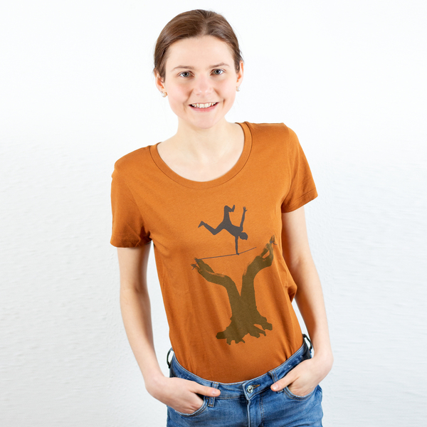 T-shirt "Slackline", Orange, Sport, Hobby, Bedruckt, Siebdruck, Für Frauen günstig online kaufen
