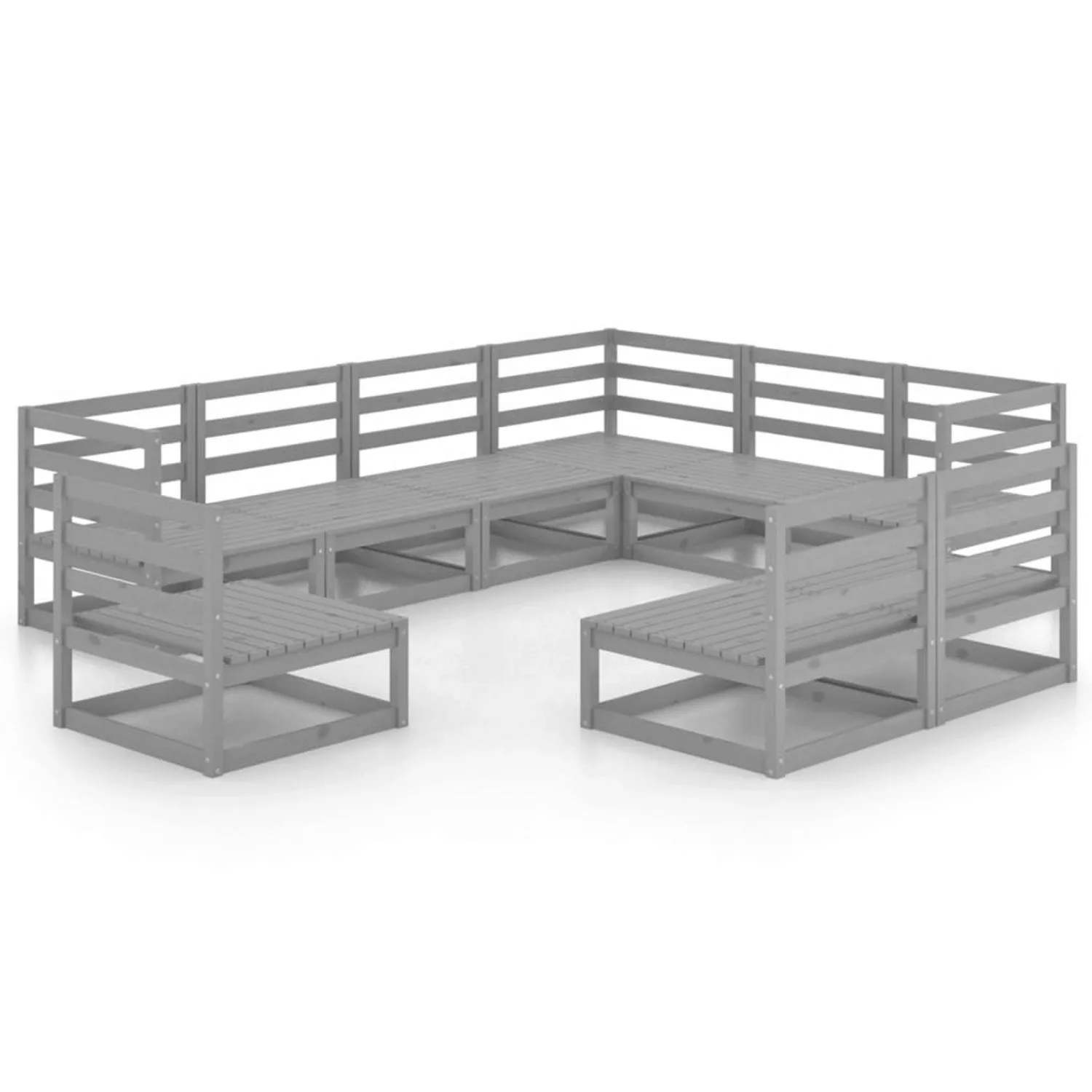 vidaXL 9-tlg Garten-Lounge-Set Grau Kiefer Massivholz Modell 16 günstig online kaufen