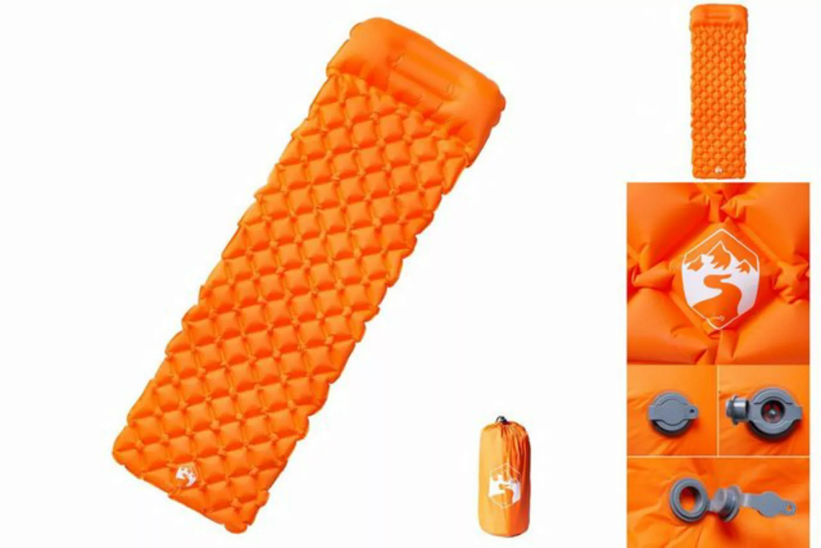 vidaXL Luftbett Isomatte mit Integriertem Kissen Aufblasbar Orange Camping günstig online kaufen