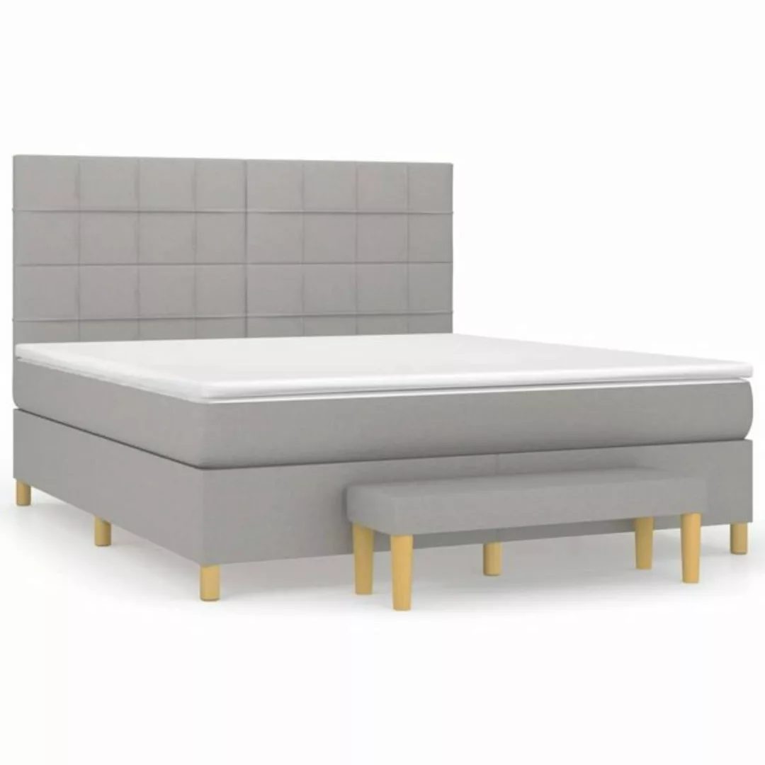 furnicato Bett Boxspringbett mit Matratze Hellgrau 180x200 cm Stoff günstig online kaufen