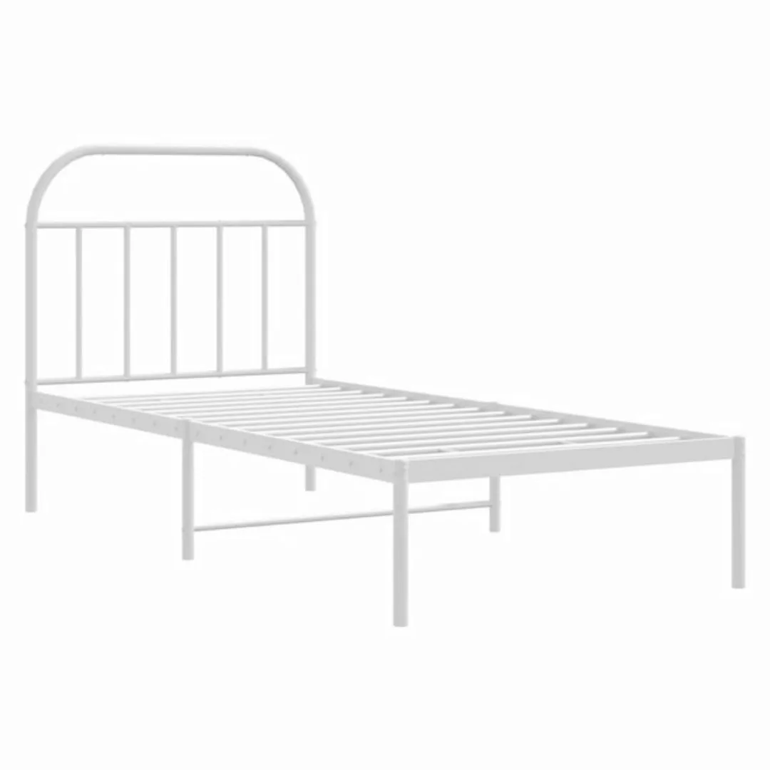 vidaXL Bett Bettgestell mit Kopfteil Metall Weiß 90x190 cm günstig online kaufen