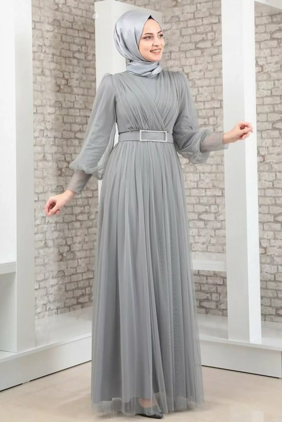 Modavitrini Abendkleid Damen Kleid langärmliges Maxikleid Abiye Abaya Hijab günstig online kaufen