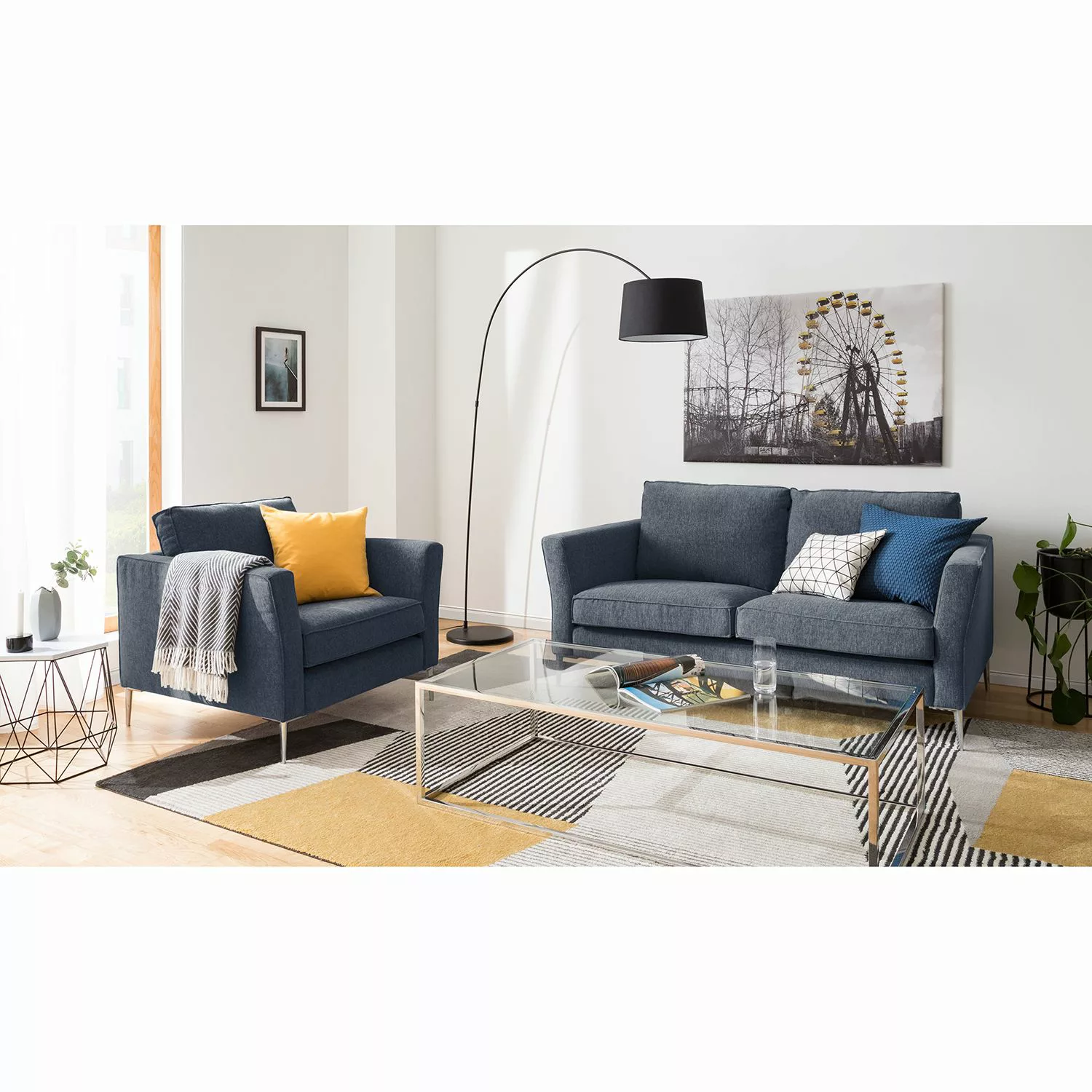 home24 Fredriks Sessel Mirabela Graublau Strukturstoff 95x85x92 cm (BxHxT) günstig online kaufen
