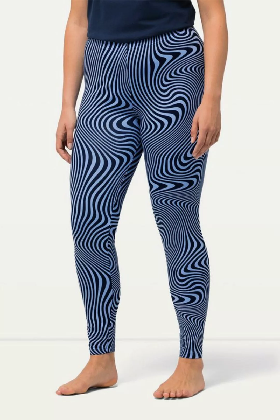 Ulla Popken Lederimitathose Jersey-Leggings bedruckt Stretchjersey Elastikb günstig online kaufen