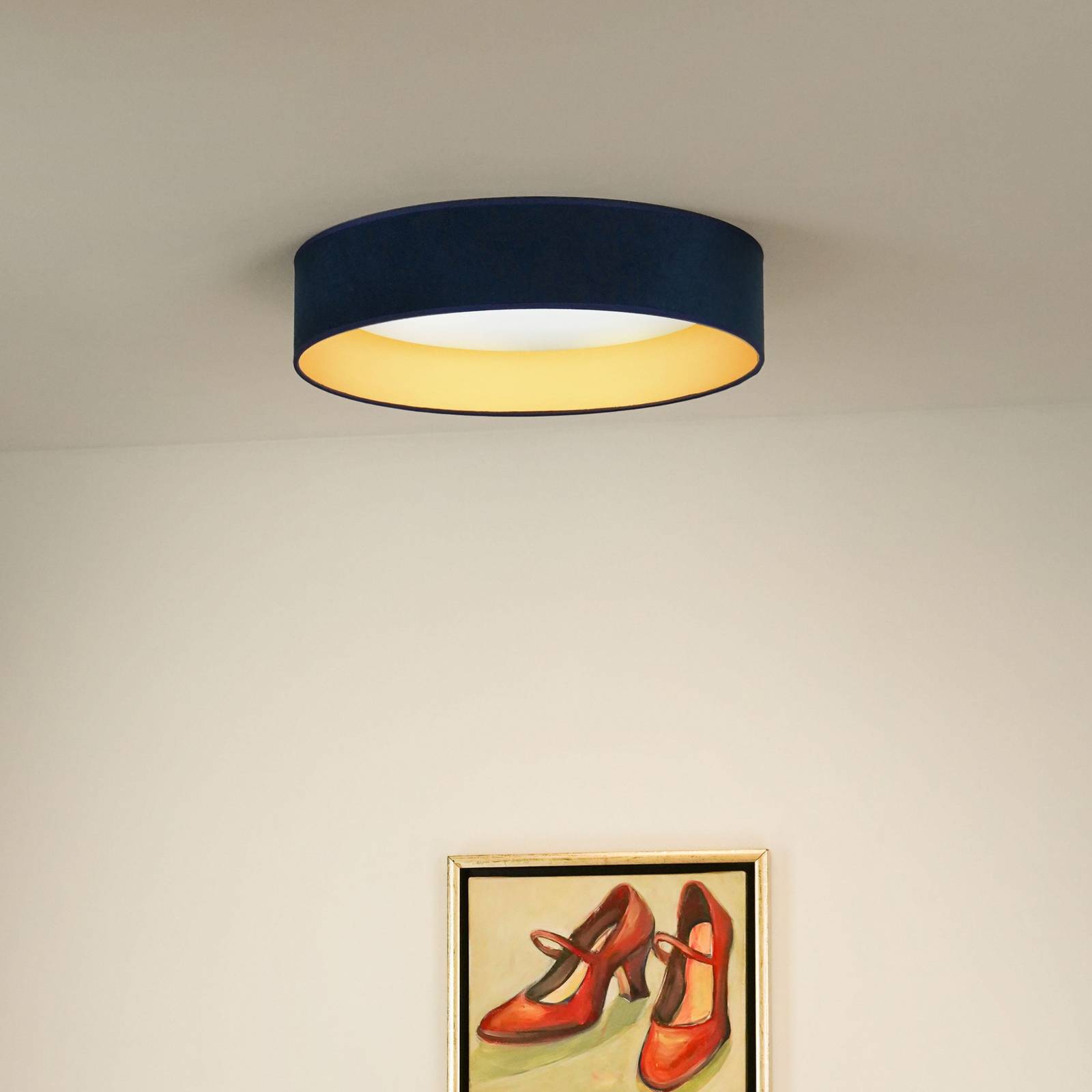 LED-Deckenlampe Plafond Samt dunkelblau, Ø 45 cm, 3-step-dim günstig online kaufen