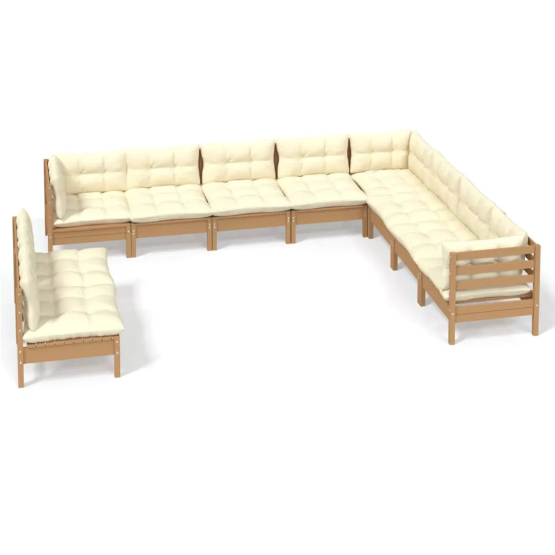 10-tlg. Garten-lounge-set Mit Kissen Honigbraun Kiefernholz günstig online kaufen