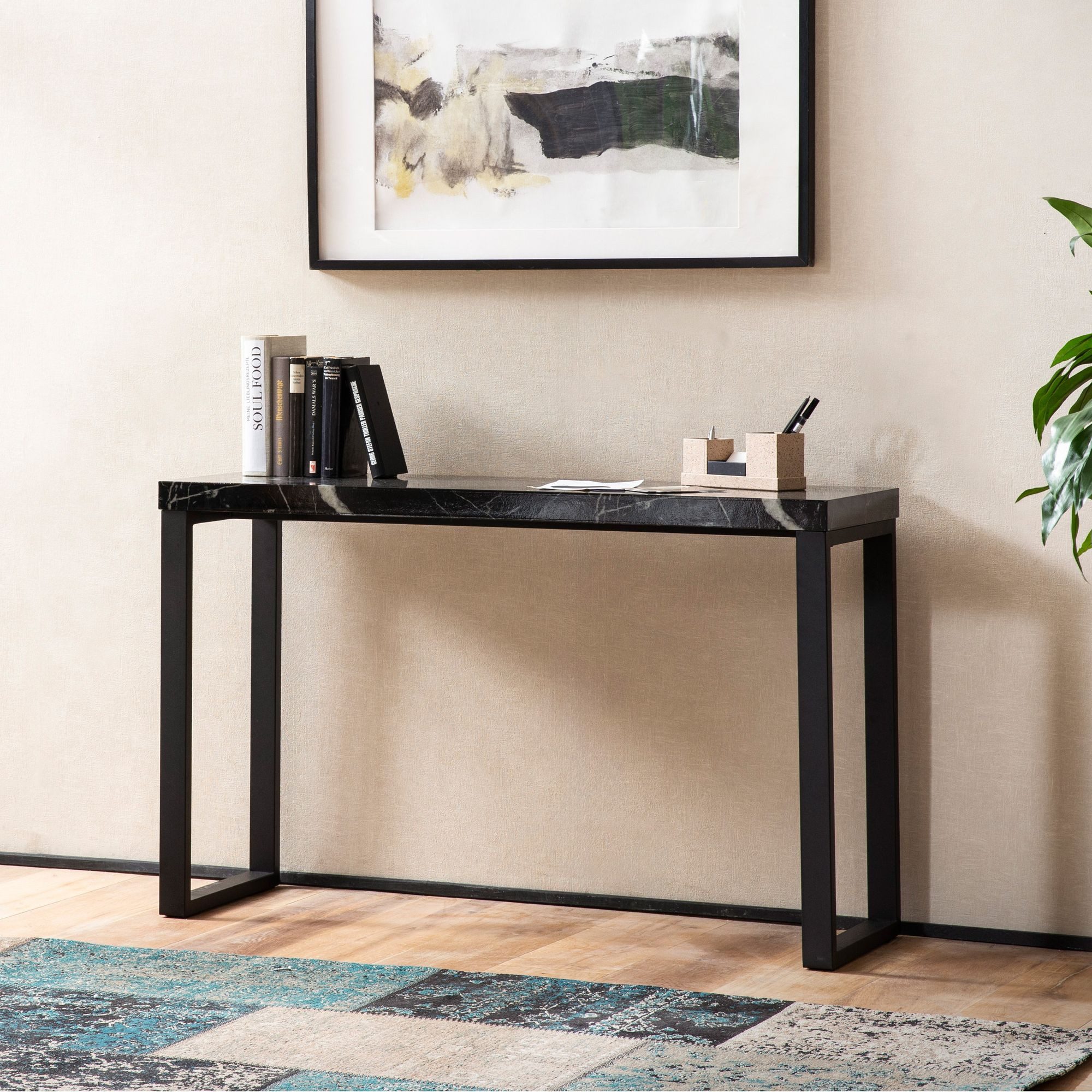Wohnling Konsolentisch WL6.909 (Marmor-Optik Schwarz 120 günstig online kaufen