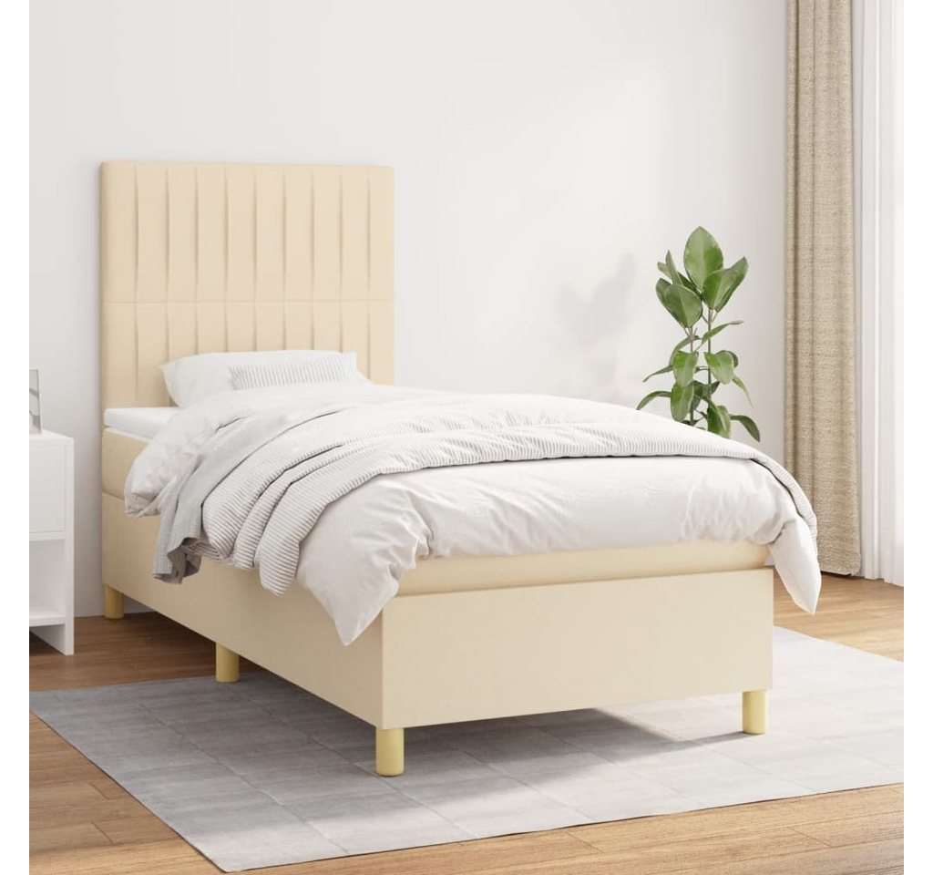 vidaXL Boxspringbett Boxspringbett mit Matratze Creme 100x200 cm Stoff Bett günstig online kaufen