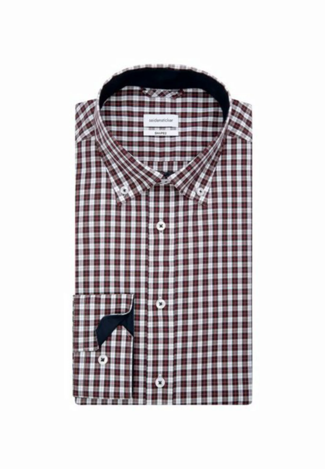 seidensticker Businesshemd Shaped Shaped Langarm Button-Down-Kragen Karo günstig online kaufen