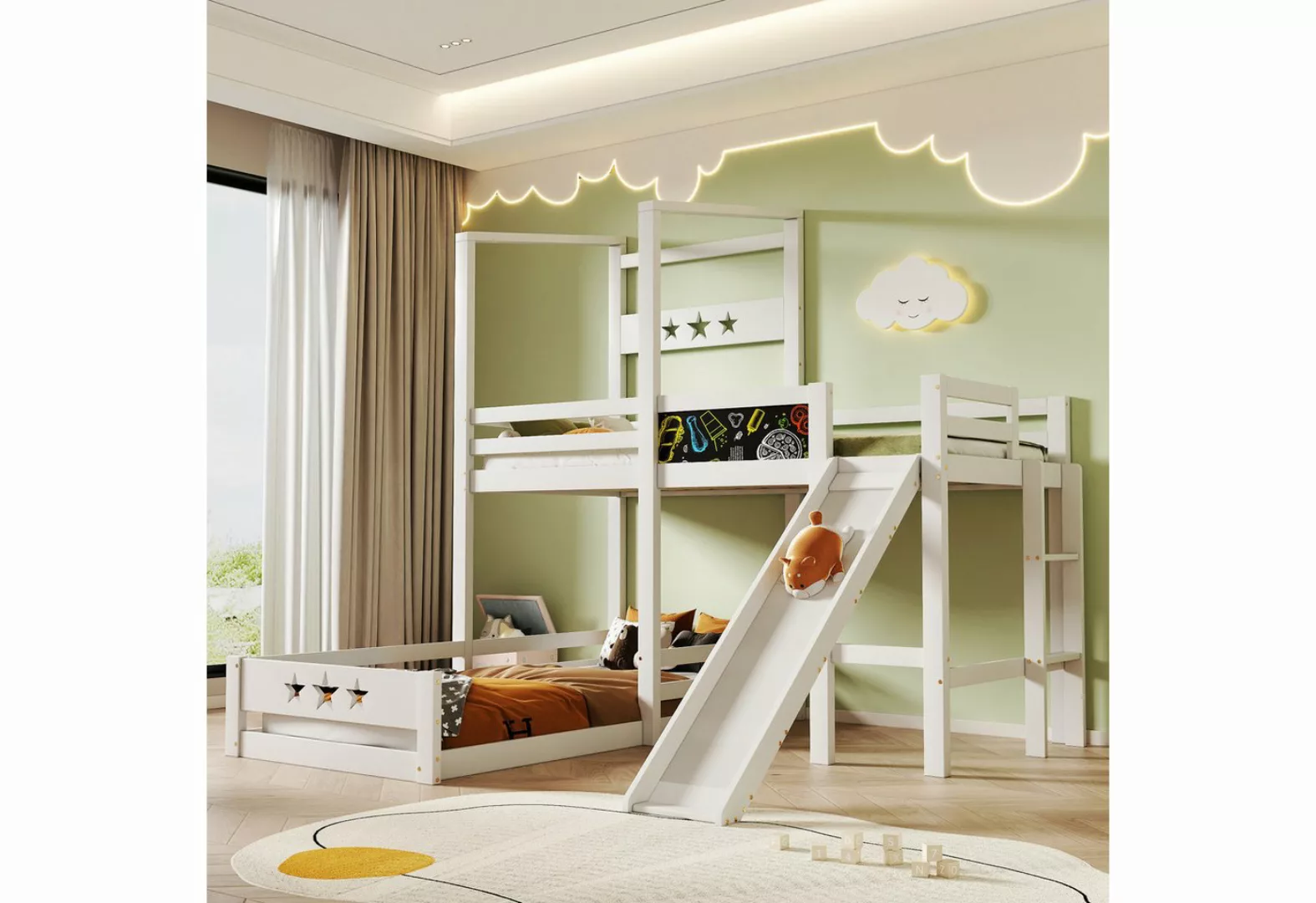 Odikalo Kinderbett Etagenbett Hochbett Tafel Rutsche m/o Treppe Stauraum 90 günstig online kaufen