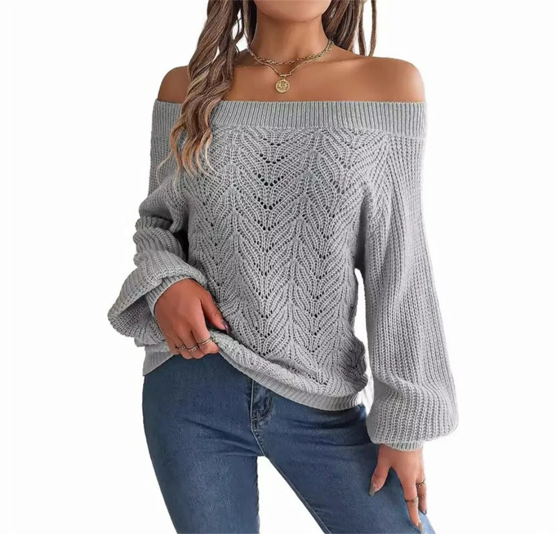 Zoclack Strickpullover Damen Pullover Sweater Hollow Langarm Schulterfreies günstig online kaufen