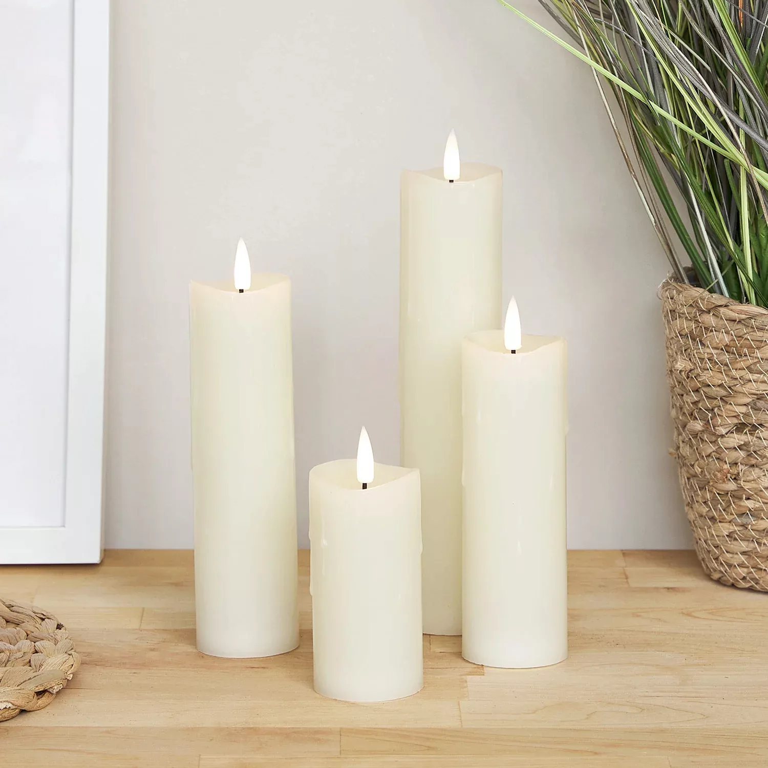 4er Set TruGlow® LED Kerzen schmal mit Wachstropfen mit Fernbedienung günstig online kaufen