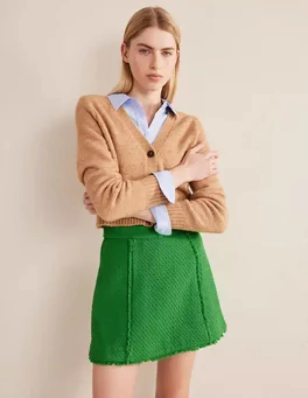 Tweed-Minirock Damen Boden, Grün günstig online kaufen