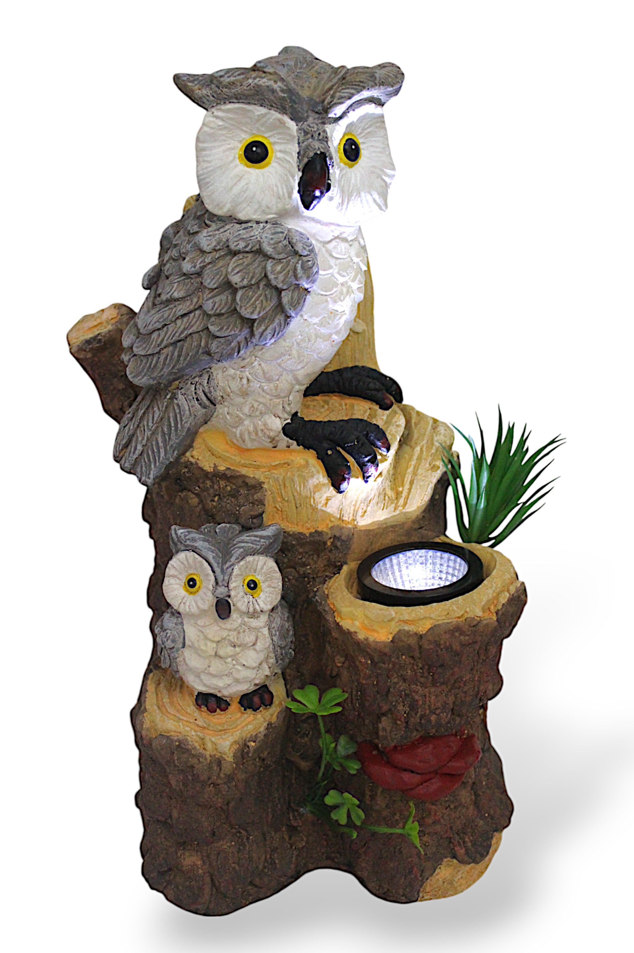 Arnusa Gartenfigur Solarlampe Eule auf Baumstamm günstig online kaufen