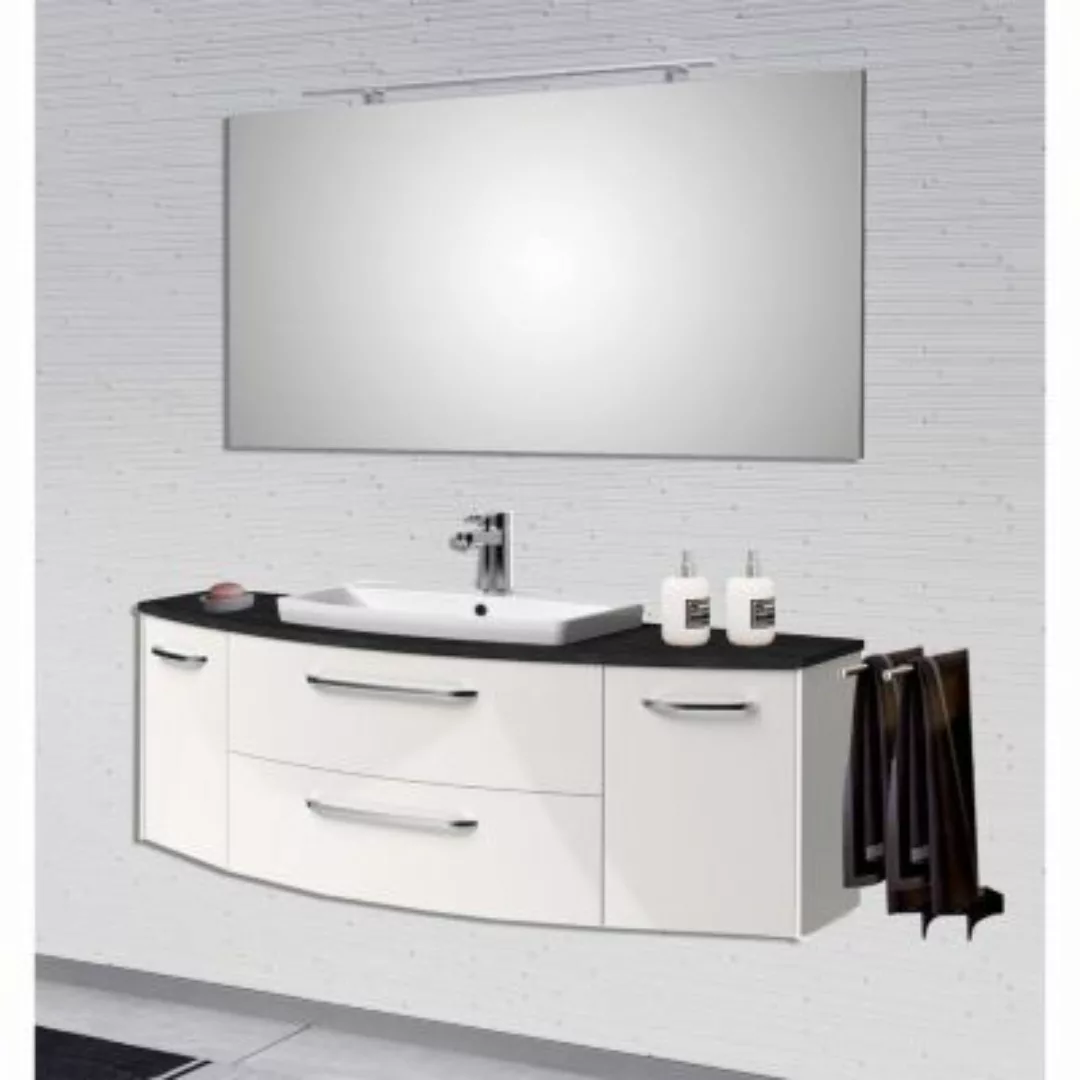 Lomadox Badezimmermöbel Set inkl. Beleuchtung SEVILLA-66 in weiß Hochglanz günstig online kaufen