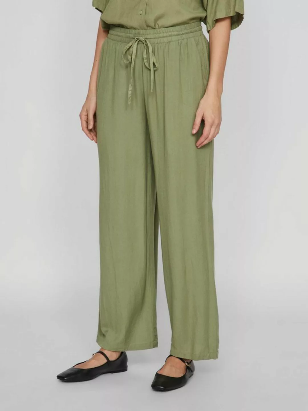 Vila Stoffhose Weite Stoff Hose 7/8 Wide Leg Trousers VIPRICIL 5190 in Grün günstig online kaufen