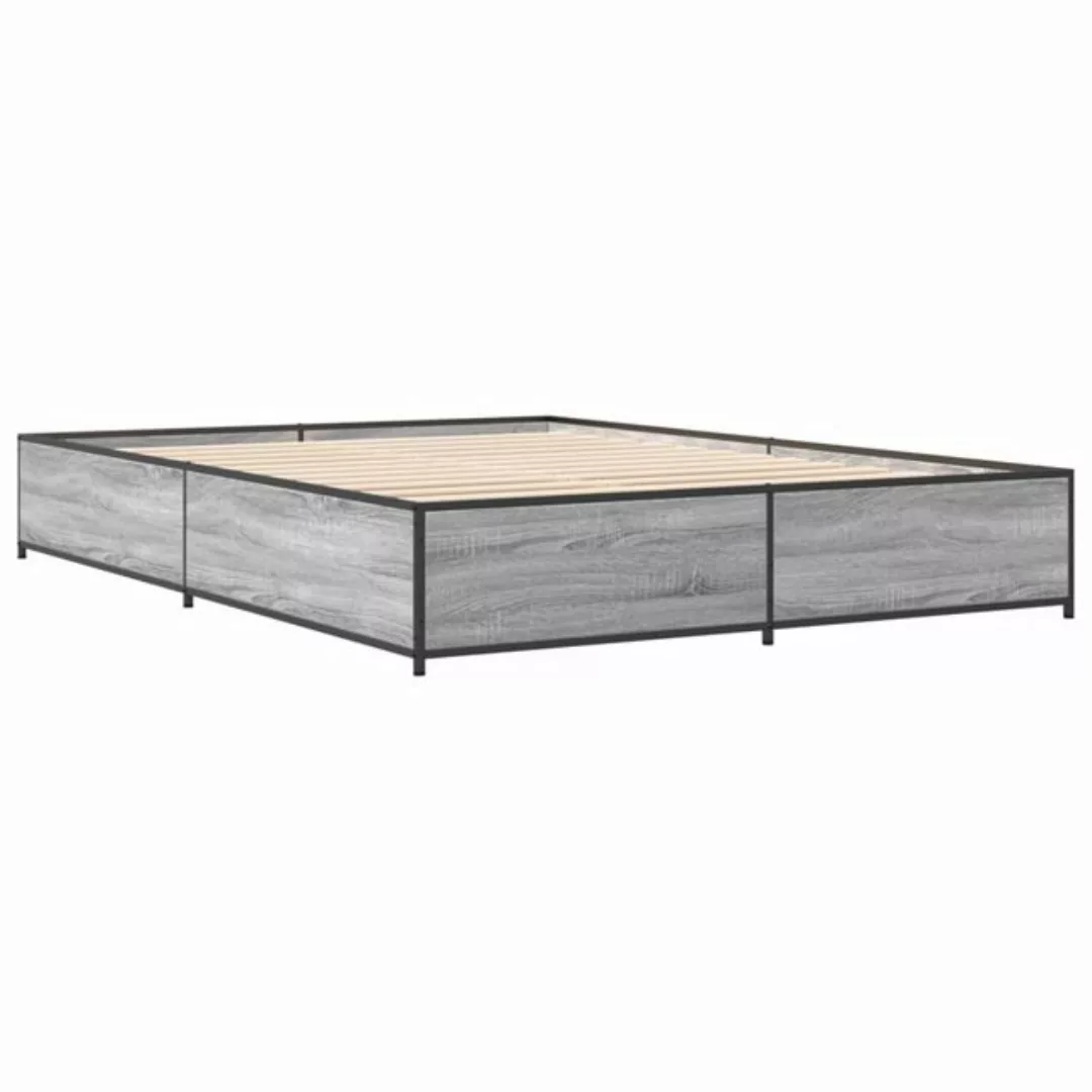 vidaXL Bett Bettgestell Grau Sonoma 140x200 cm Holzwerkstoff und Metall günstig online kaufen