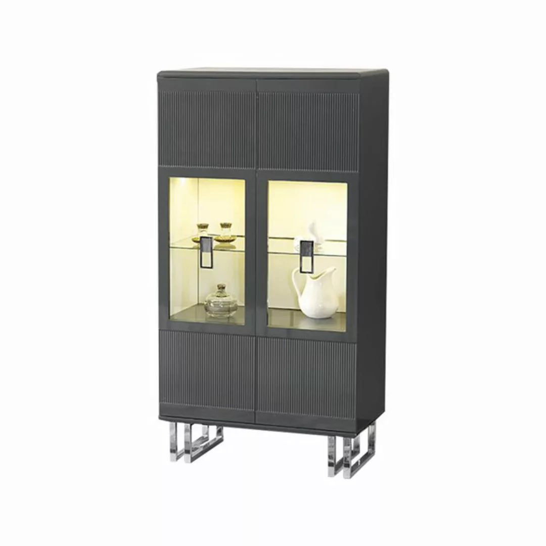 JVmoebel Vitrine Vitrine Schrank Grau Glasvitrine Holz Schaukasten Luxus Gl günstig online kaufen