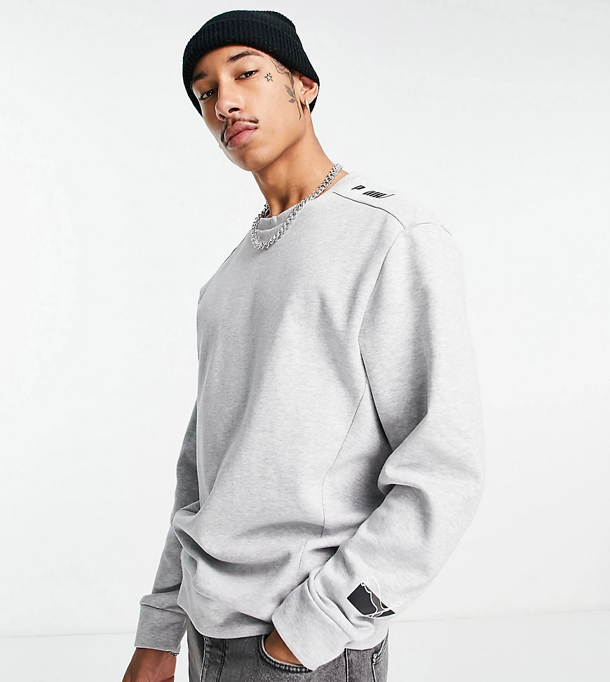 PUMA – Sweatshirt in Grau mit Logo am Ärmel günstig online kaufen