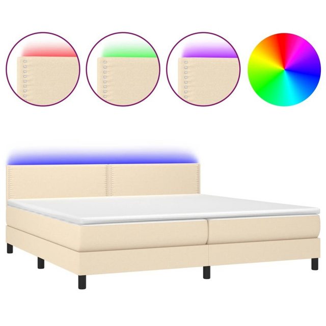 vidaXL Bettgestell Boxspringbett mit Matratze LED Creme 200x200 cm Stoff Be günstig online kaufen