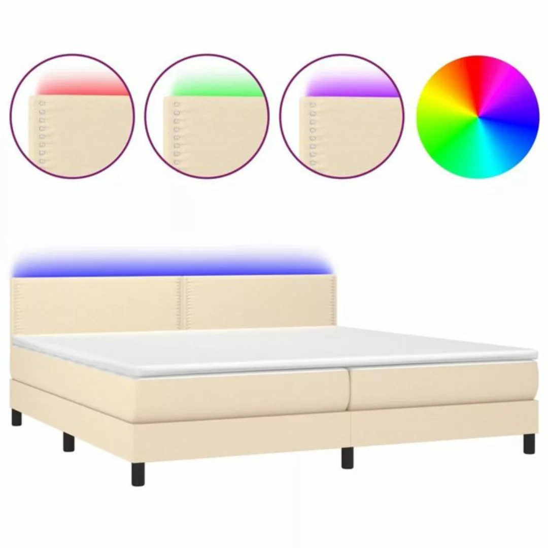 vidaXL Boxspringbett Boxspringbett mit Matratze LED Creme 200x200 cm Stoff günstig online kaufen