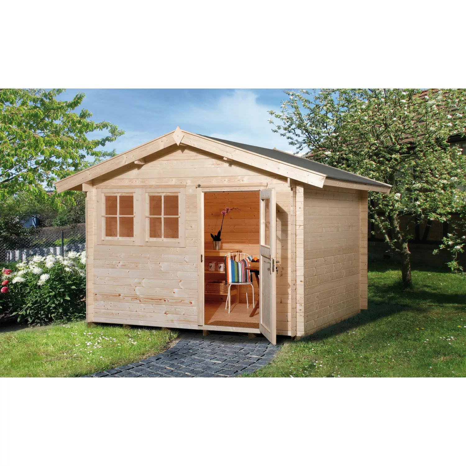 Weka Holz-Gartenhaus/Gerätehaus Satteldach Unbehandelt 330 cm günstig online kaufen