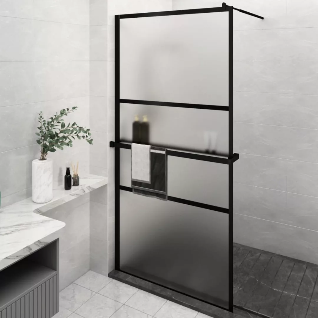 Vidaxl Duschwand Mit Ablage Für Walk-in-dusche Schwarz 115x195 Cm Esg günstig online kaufen